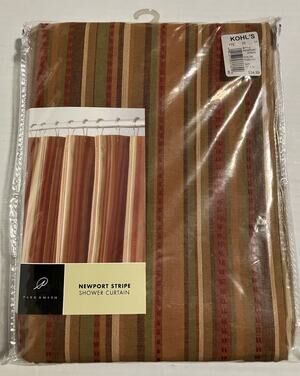 Park Smith Newport Stripe Shower Curtain Tuscany 100% Cotton 72X72 Made in India